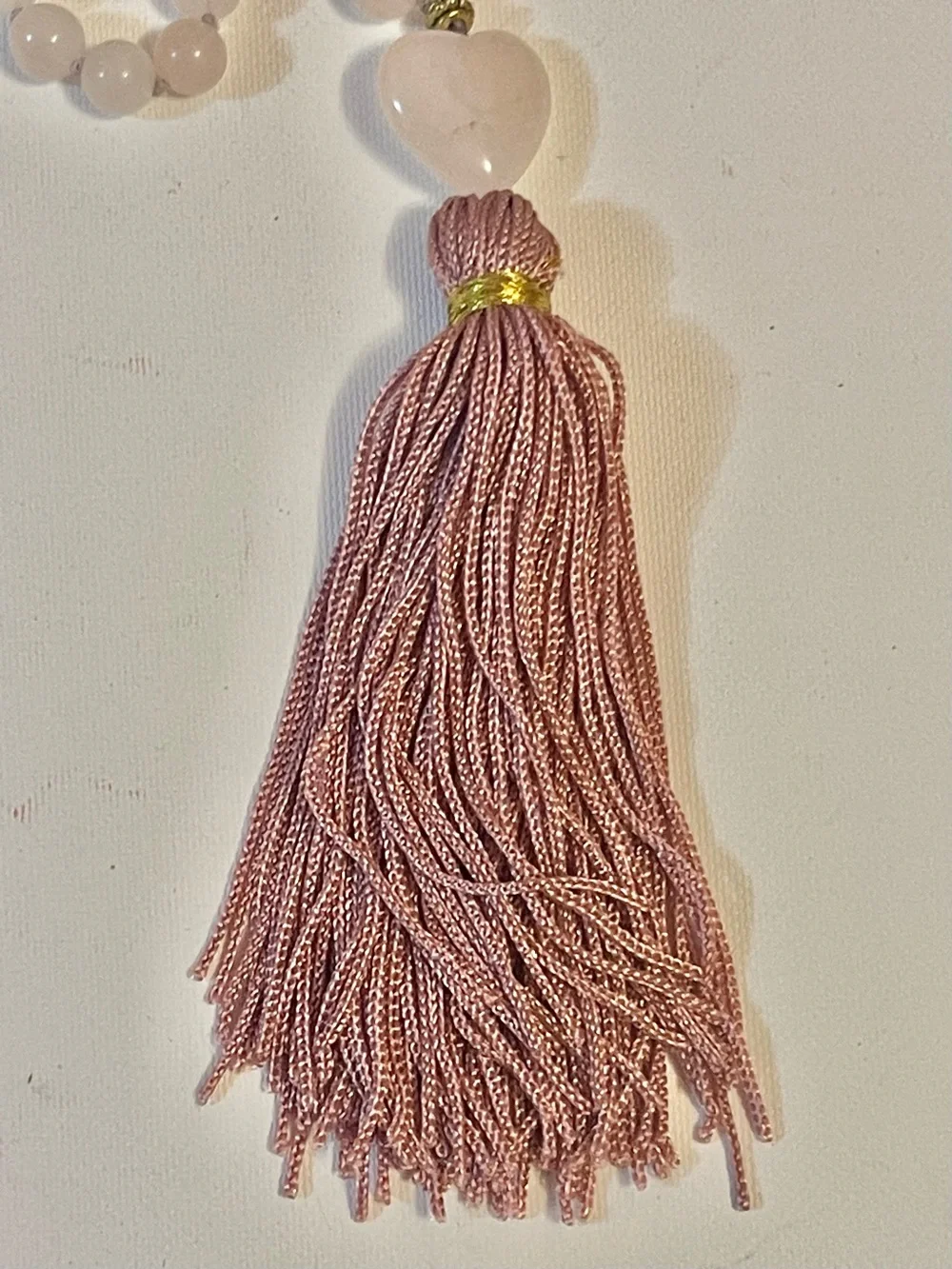 Pink Rose Quartz gemstone mala necklace 108 beads meditation prayer Yoga